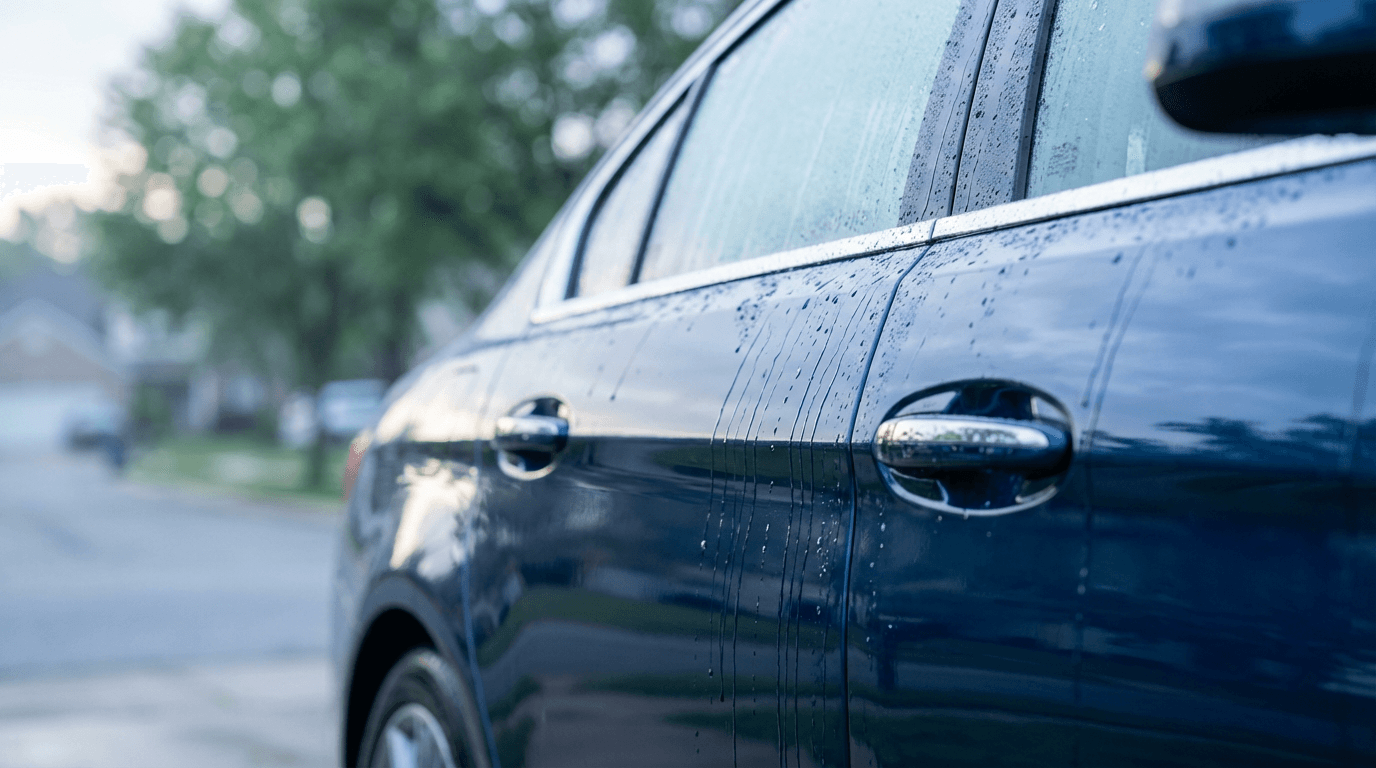 Car exterior with paint touchup completed